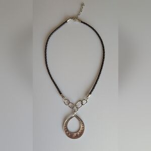 Sterling Silver And Braided Leather Necklace